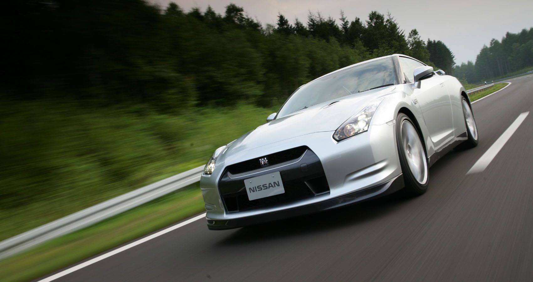 Silver 2010 Nissan GT-R on the road