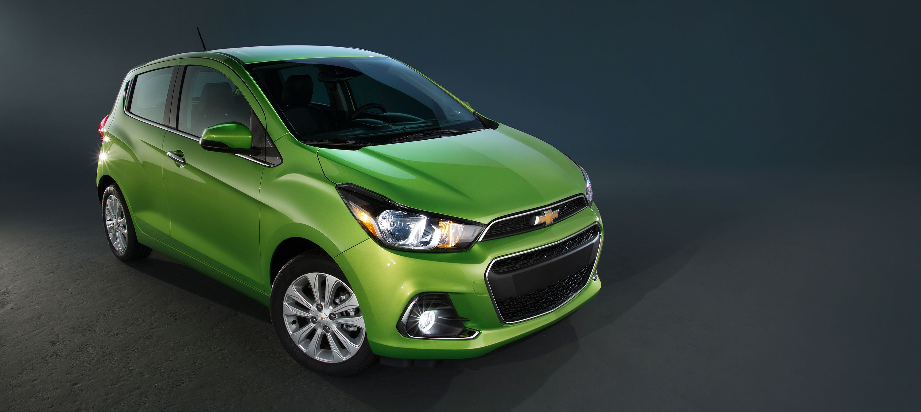 Green 2017 Chevrolet Spark on display