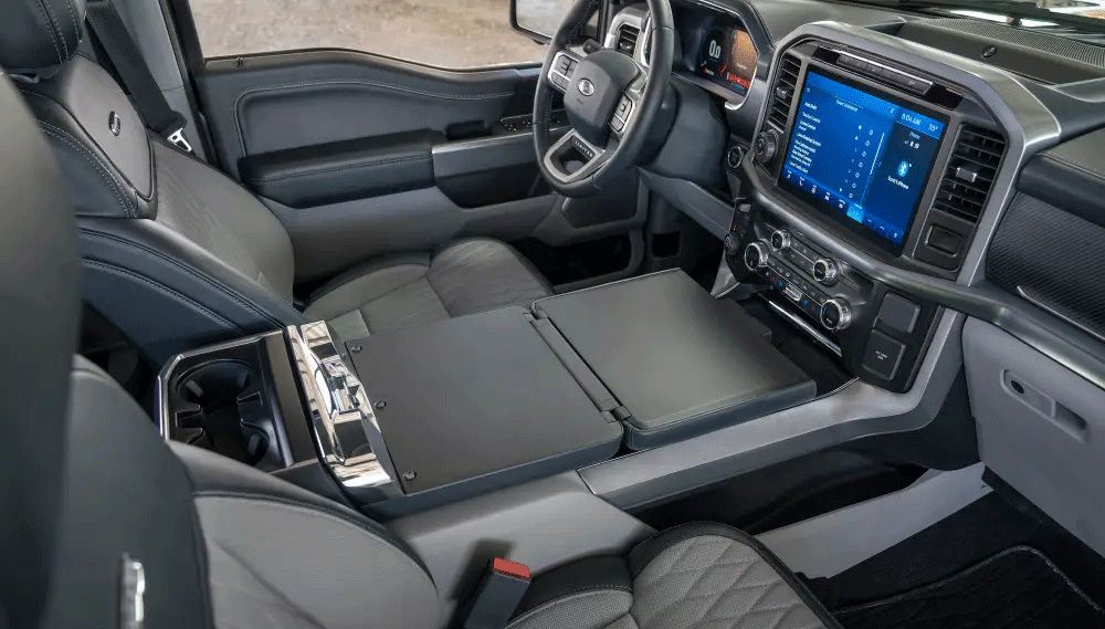2023-Ford-F-150-Lightning-Fold-Out-Desk-In-Action