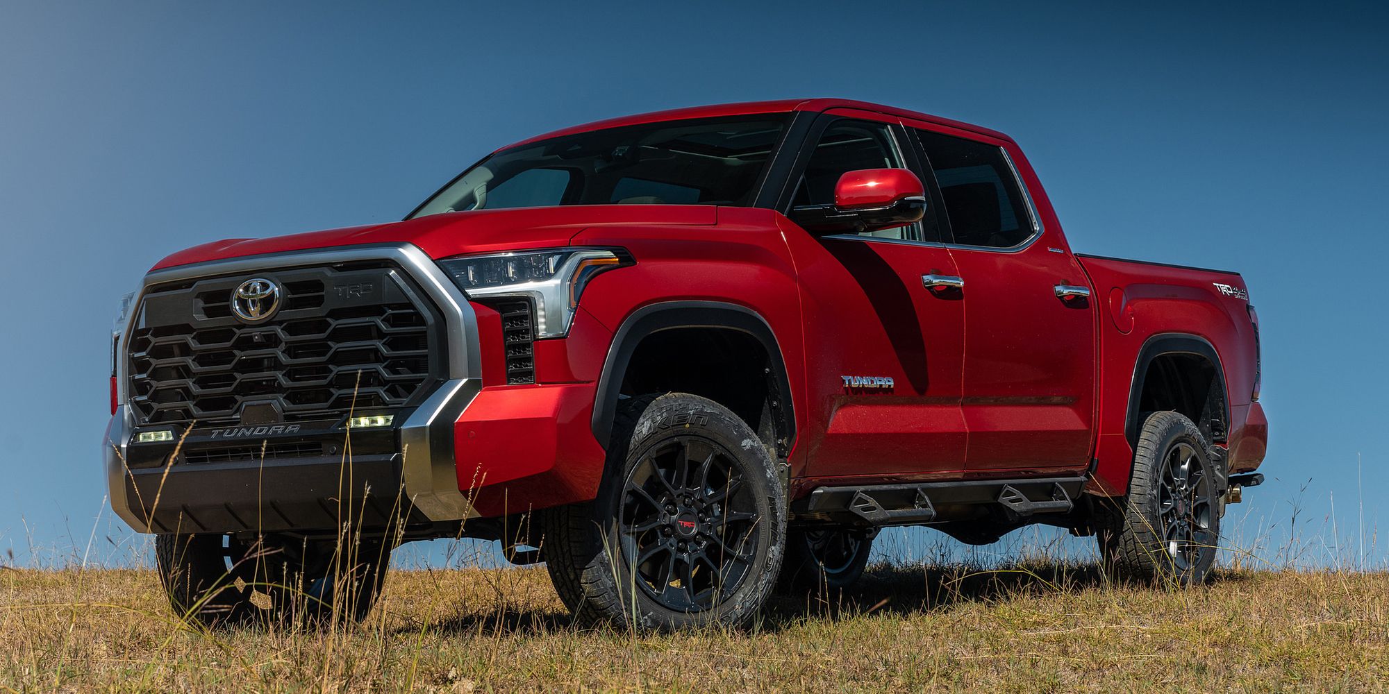 2023 Toyota Tundra Front Left Quarter Supersonic Red Field