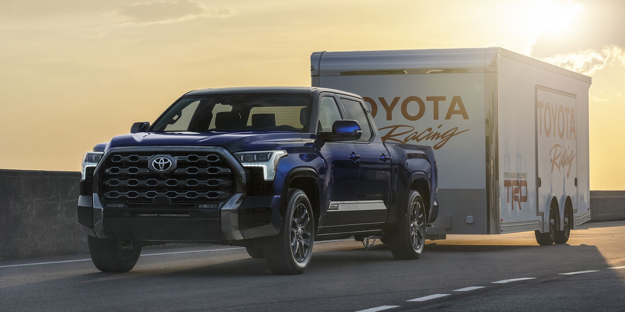 2023 Toyota Tundra Front Quarter Towing Blueprint Blue