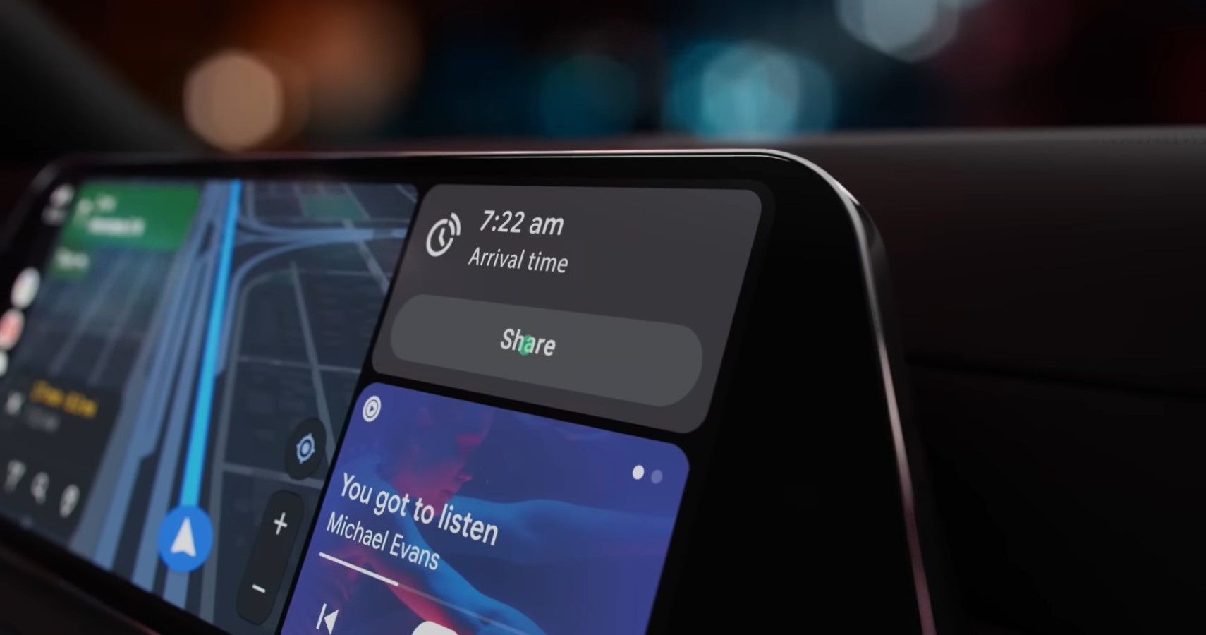 All-new Android Auto showing a reminder as a pop-up