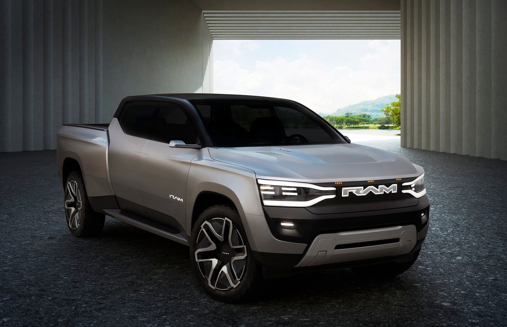 Ram 1500 Revolution BEV Concept Three Quarters Image
