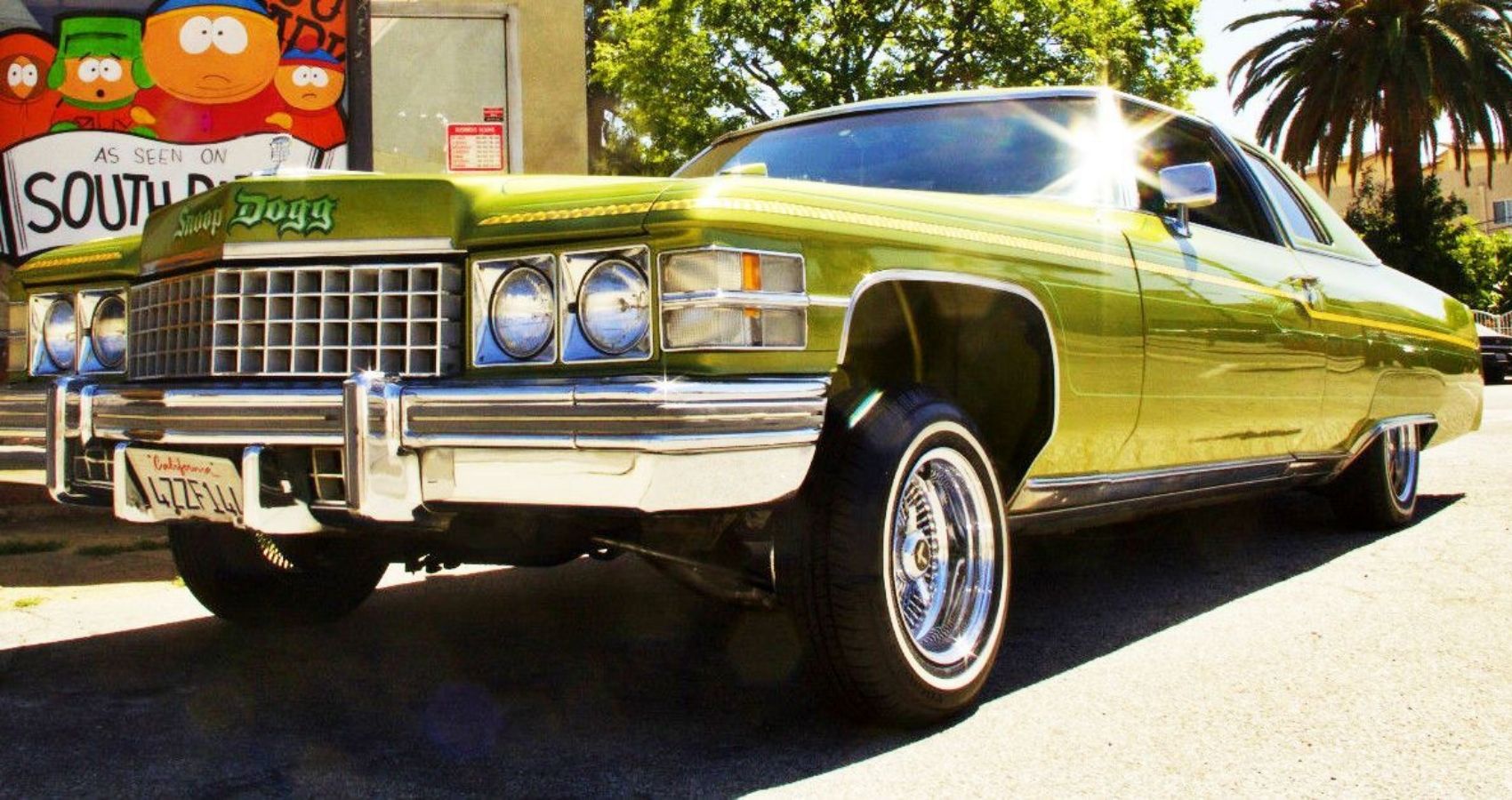 Lime-green-colored 1974 Cadillac Deville Lowrider