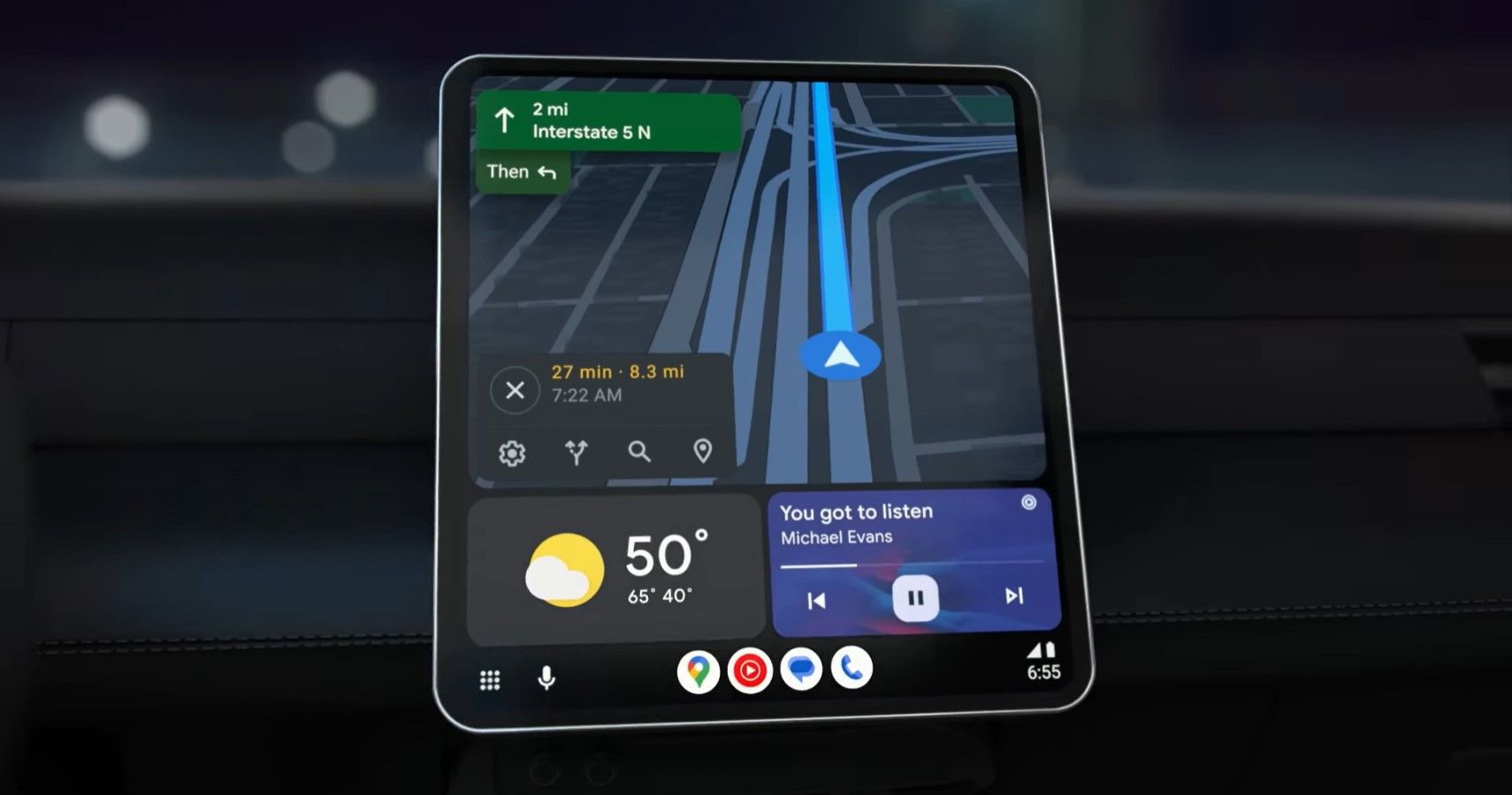 Android Auto baru dalam tata letak layar bergaya Tesla