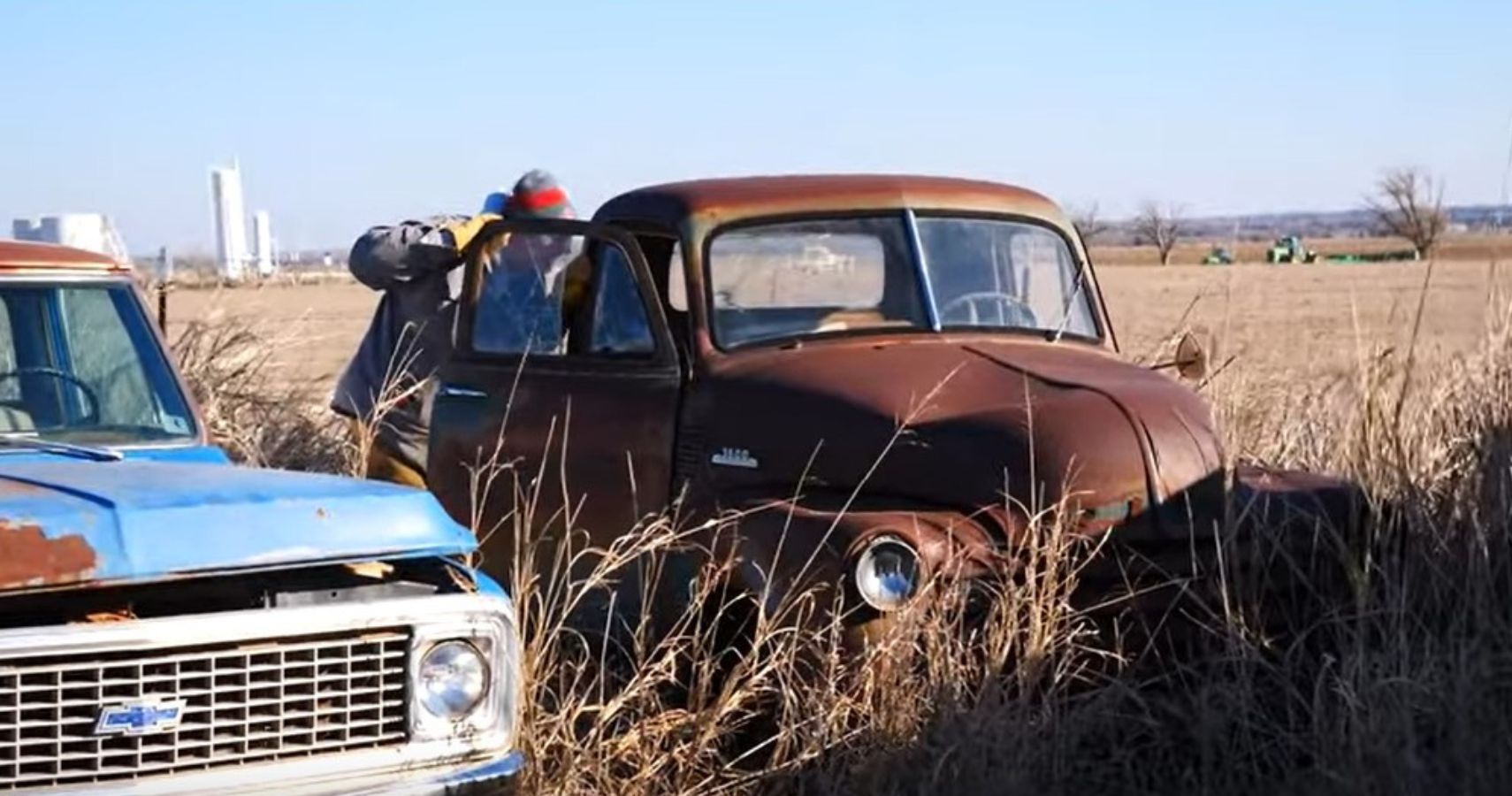 Classic Abandoned Trucks in an Oklahoma field