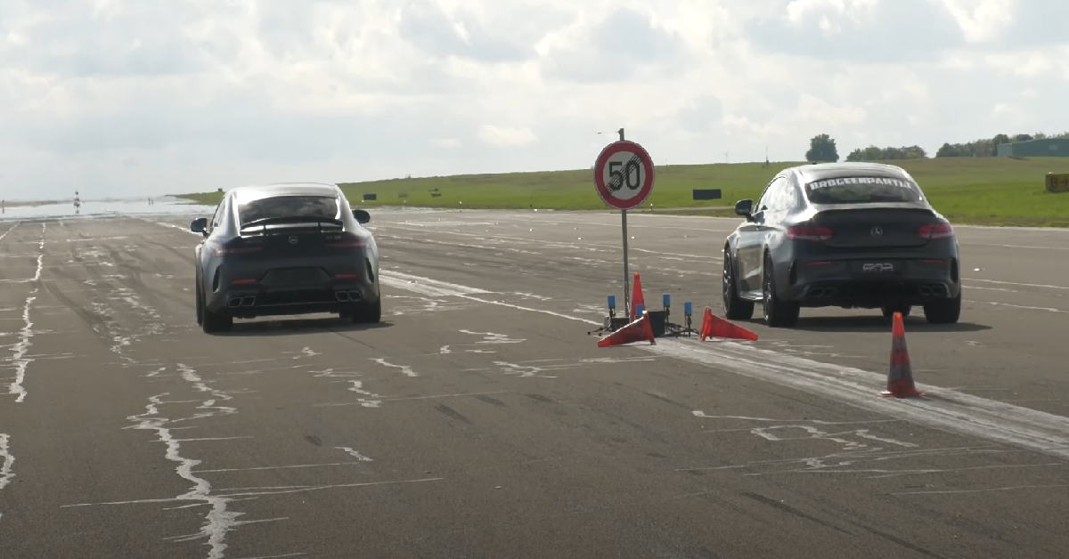 Watch 2 Mercedes-AMGs, A Toyota Supra, And BMW M5 Go All Out At The Track