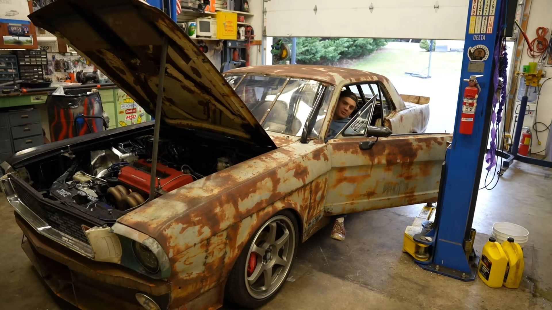 Honda-Swapped 1965 Ford Mustang Firing Up With New Transmission