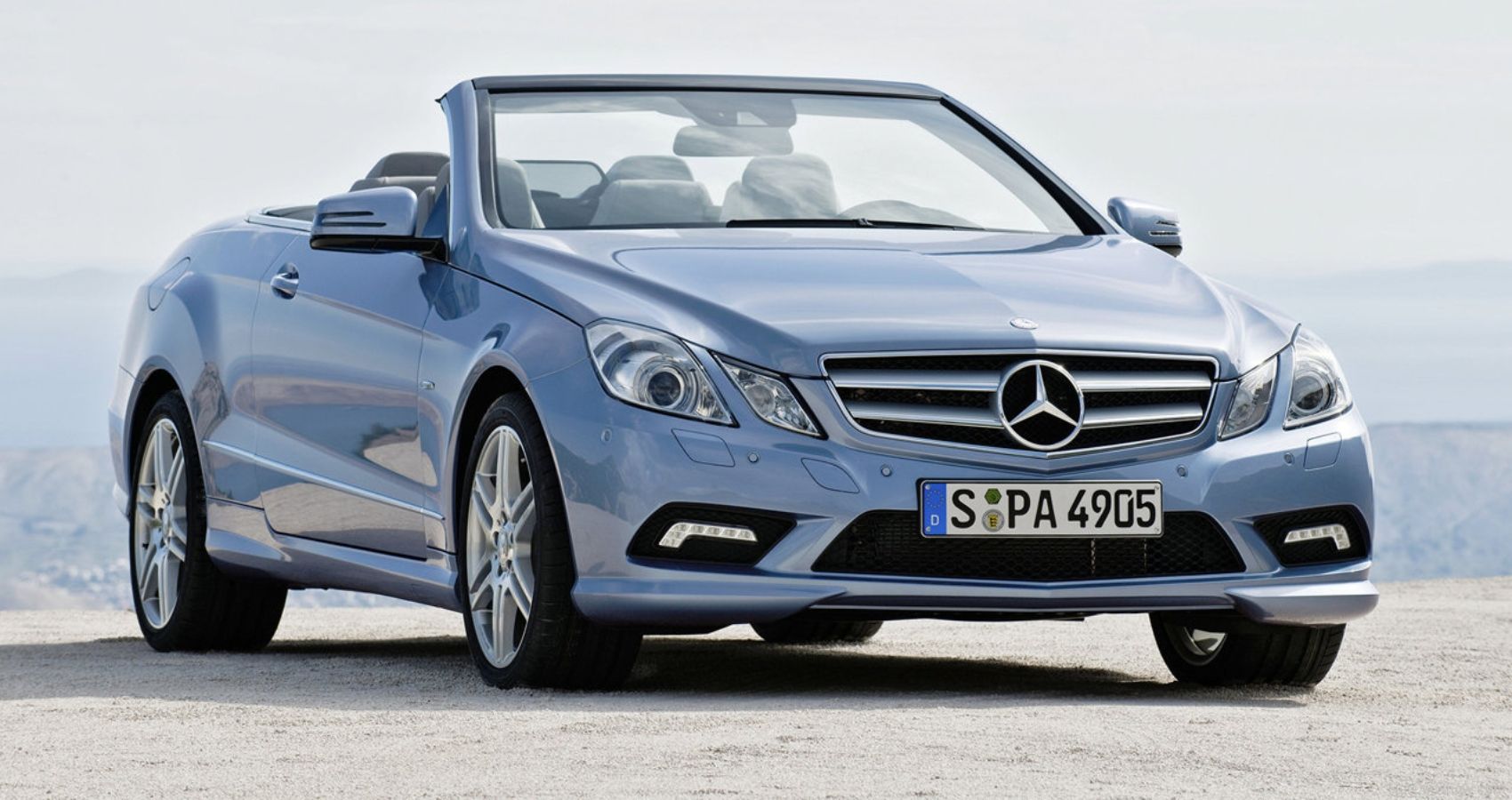 Mercedes-Benz E-Class Cabriolet (2012) - Front Angle in light blue