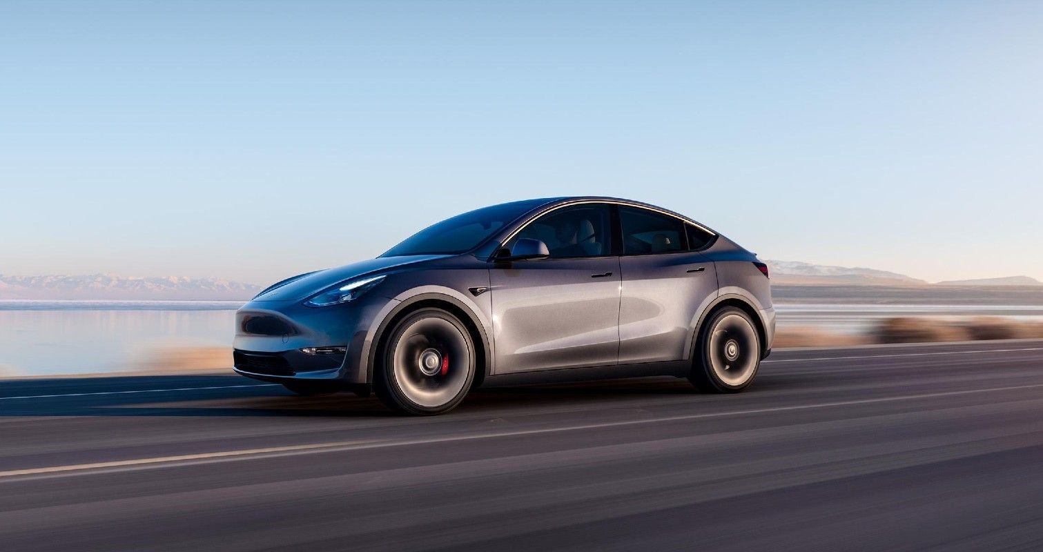 gray 2023 Tesla Model Y on a road