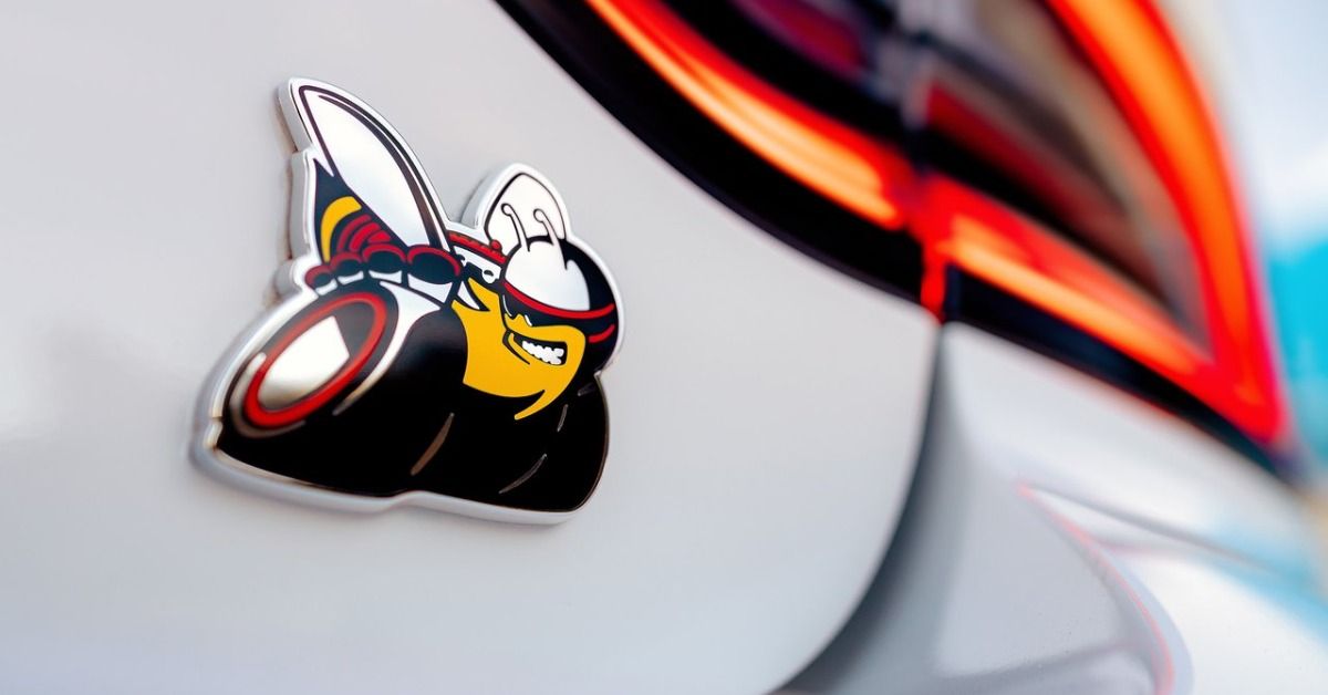 A closer look at the bumble bee on the Dodge Scat Pack logo. 