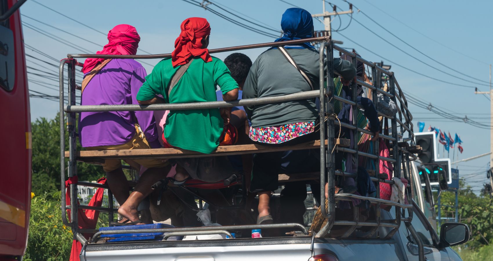 People on a Pikcup Truck in Thailand