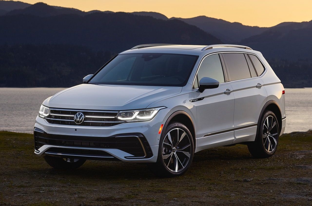 White Volkswagen Tiguan by the river