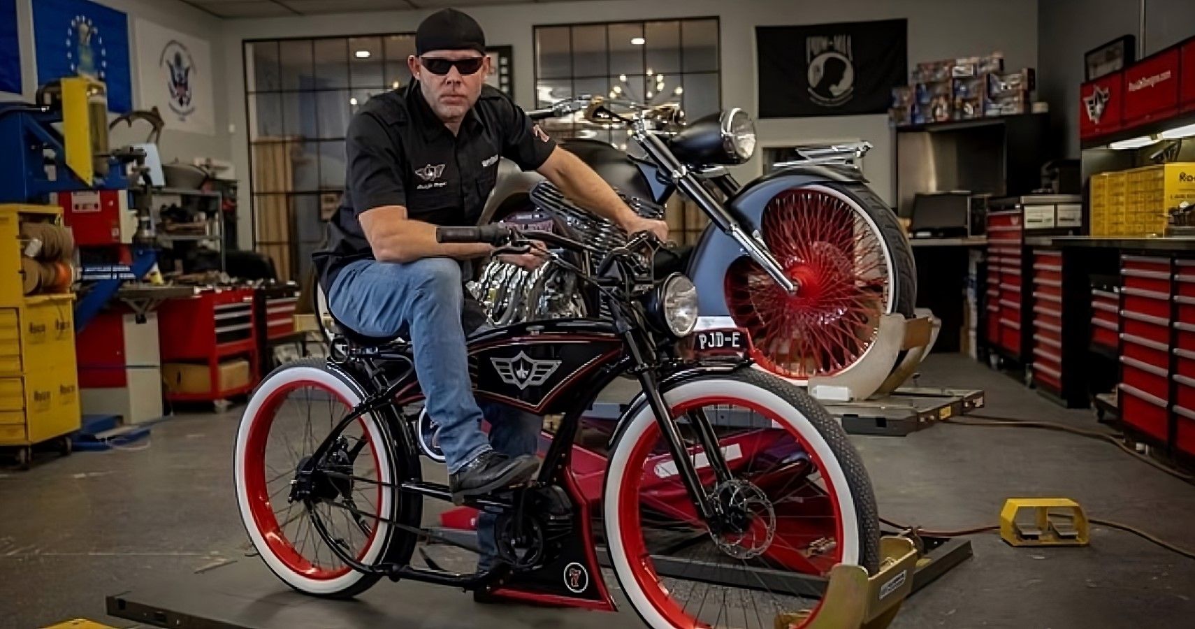 Paul Teutul Jr with his cool custom electric bike from PJD