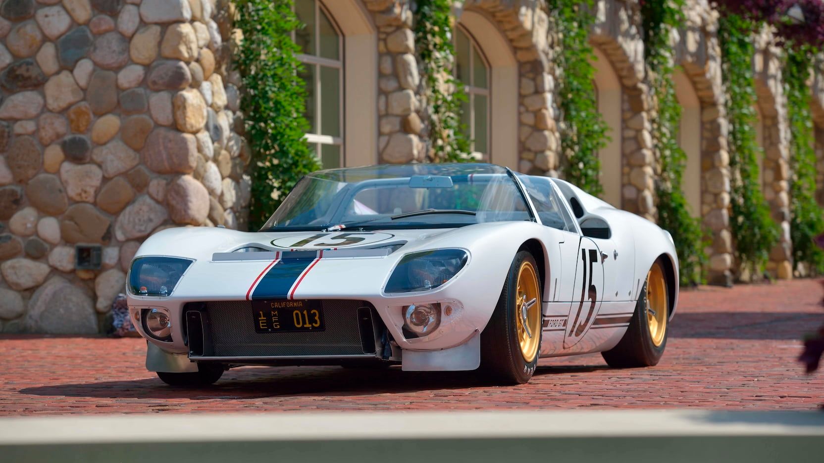 White 1965 Ford GT40 Roadster Prototype on the driveway