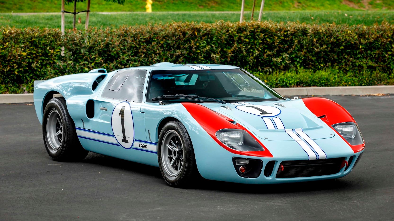 Blue 1966 Ford GT40 Mk II Parked