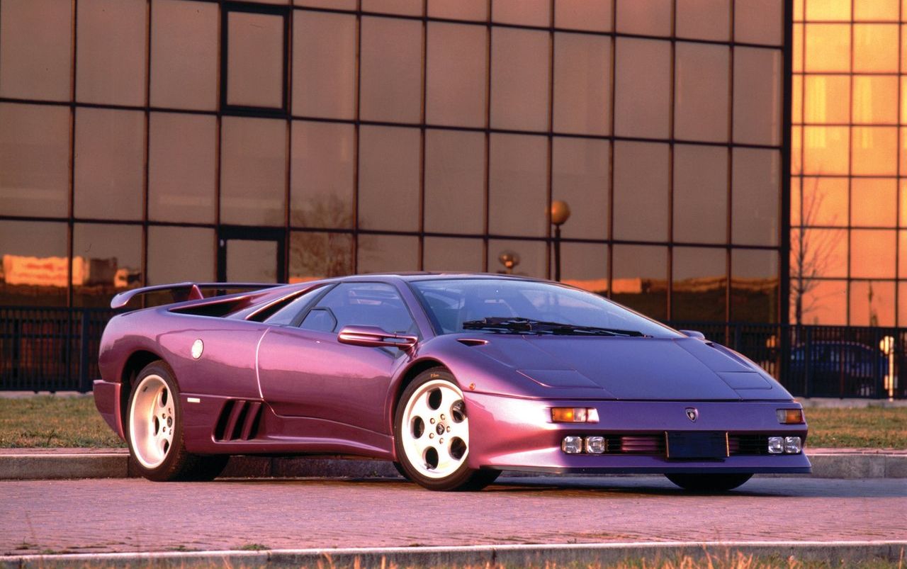 Purple Lamborghini Diablo parked