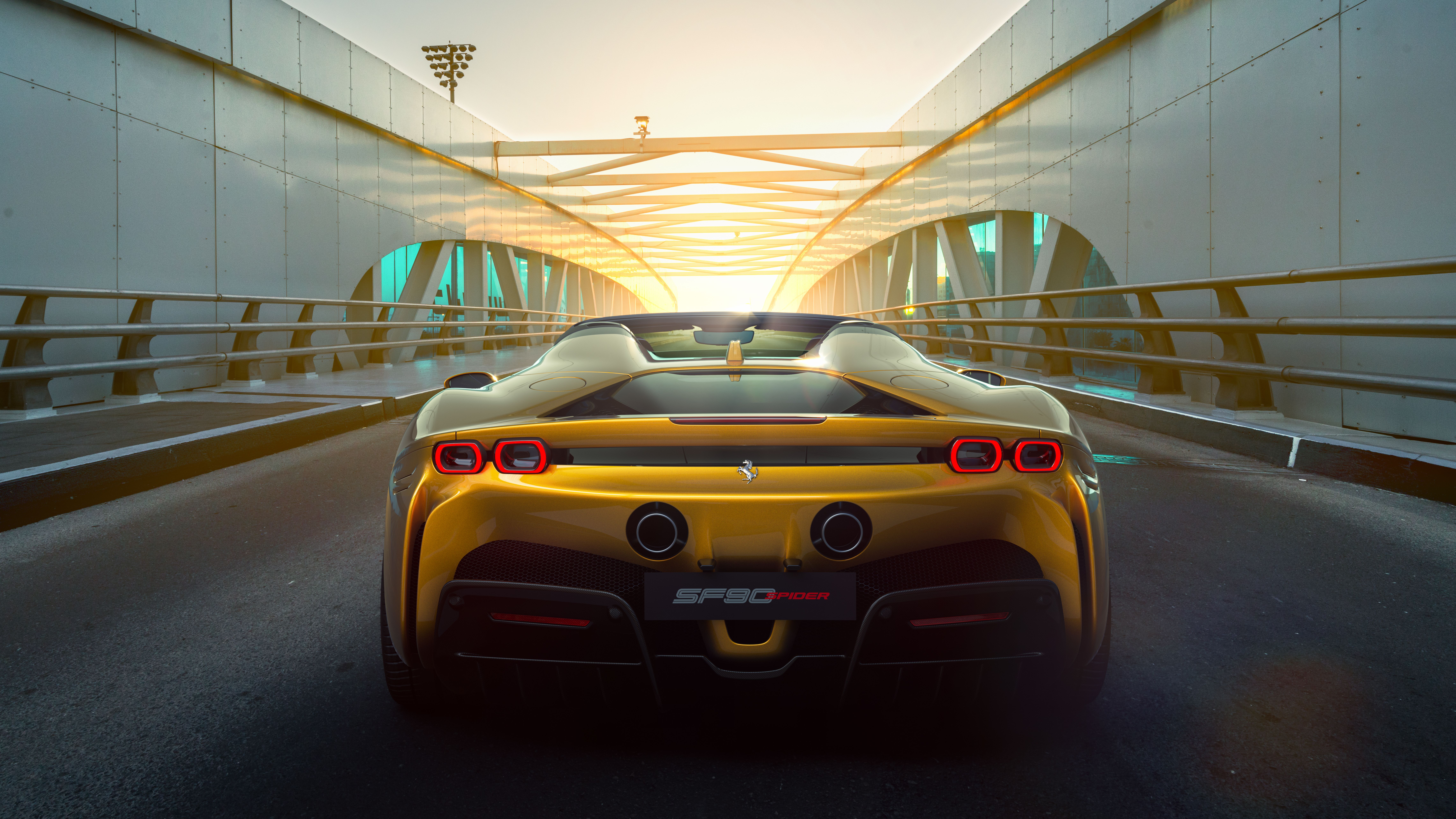sf90 spider in tunnel sunset