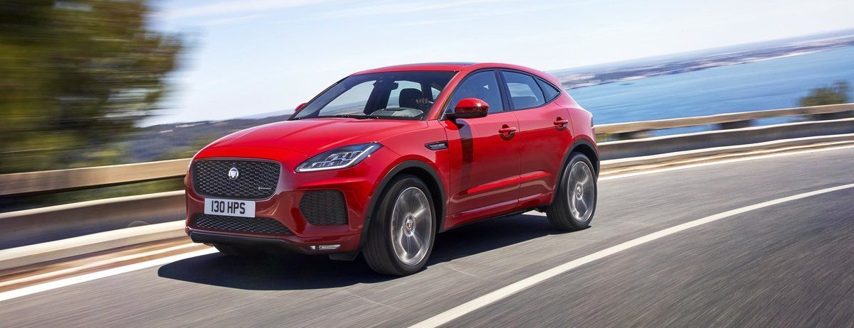 Red 2018 Jaguar E-Pace on the road