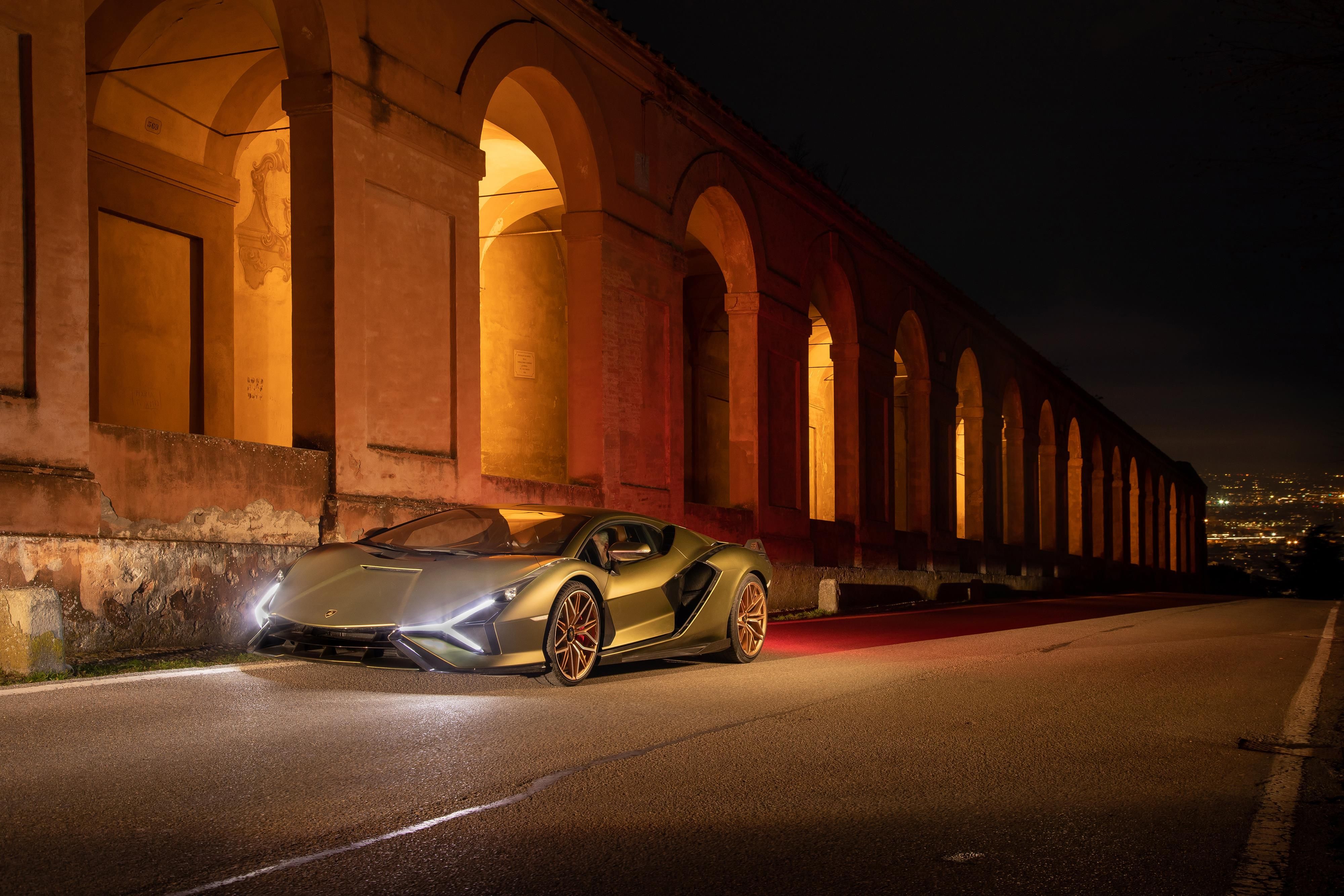 2021 Lamborghini Sian Front Quarter View At Night