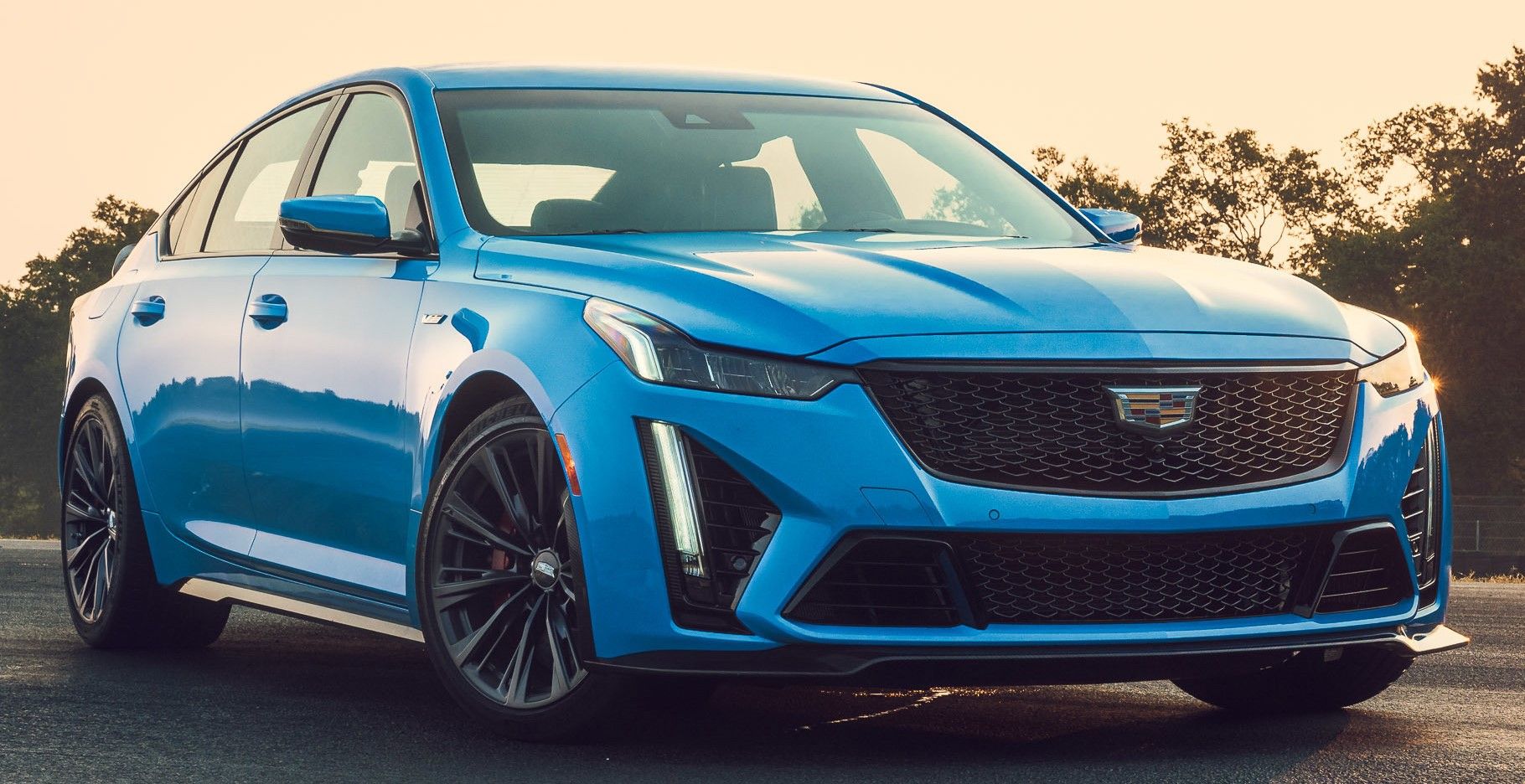 Blue 2023 Cadillac CT5-V Blackwing parked on the track