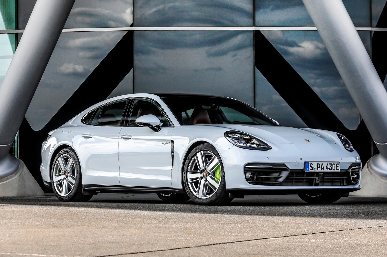 White Porsche Panamera parked