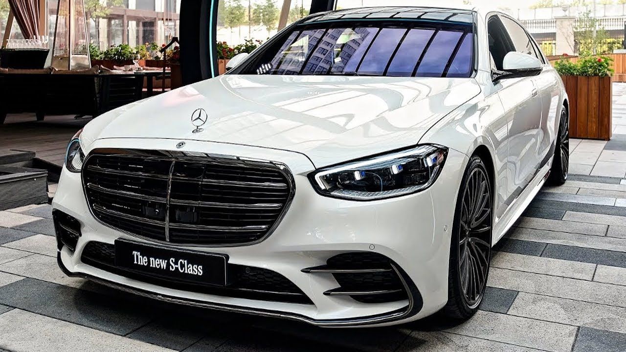 White Mercedes S-Class W223 luxury sedan parked