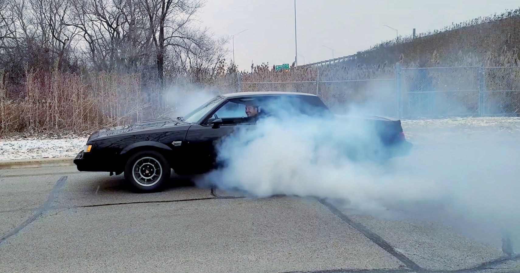 LegitStreetCars modified Buick Grand National burnout side view