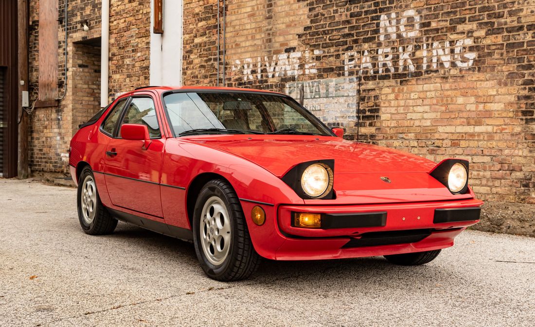 Red Porsche 924 parked