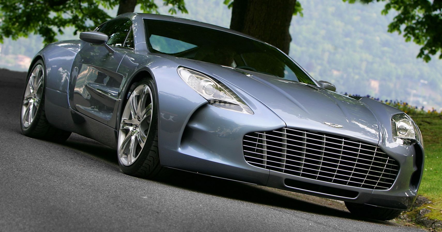 Aston Martin One-77 Front Right Quarter Bluish Silver Driving