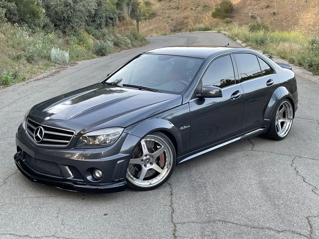 Gray Mercedes C63 AMG parked