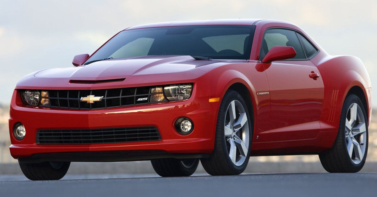 A red 2010 Chevrolet Camaro SS parked