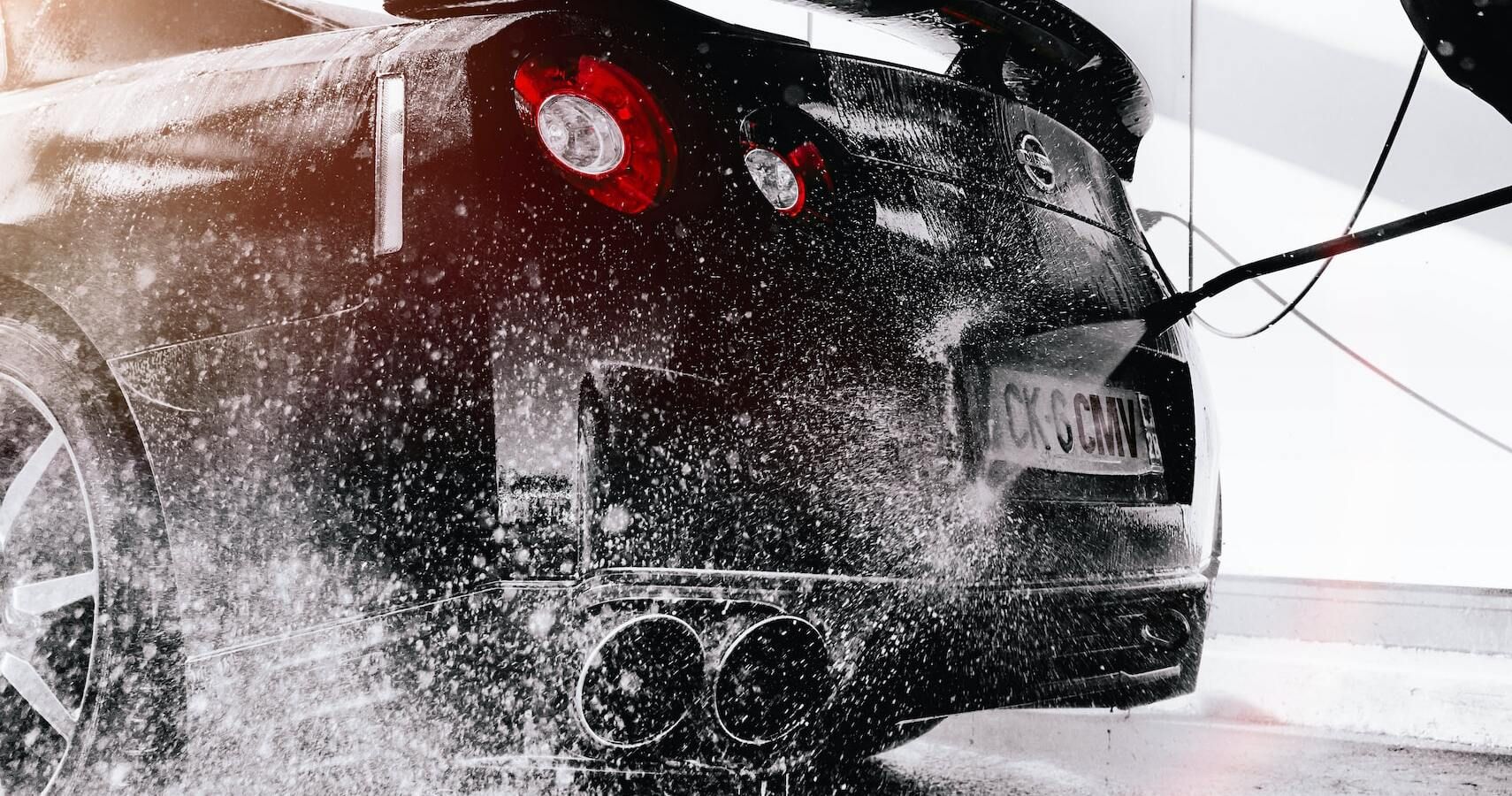 A Nissan GT-R R35 being washed
