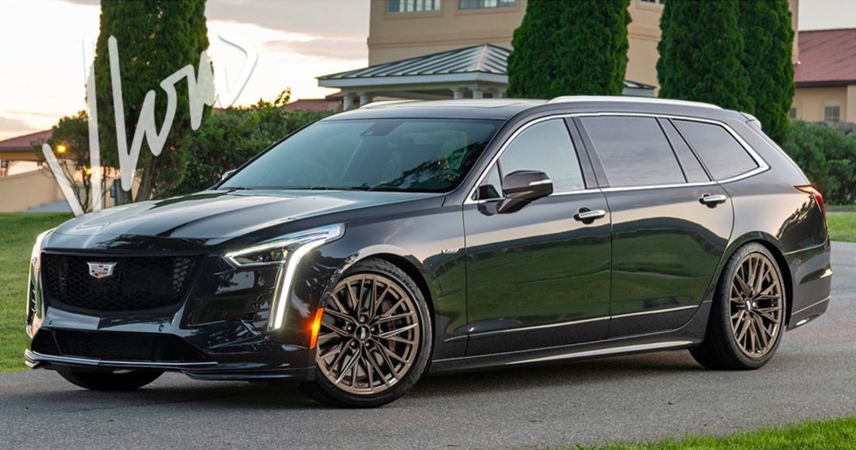Cadillac CT6 Wagon Render in black - View From Front 