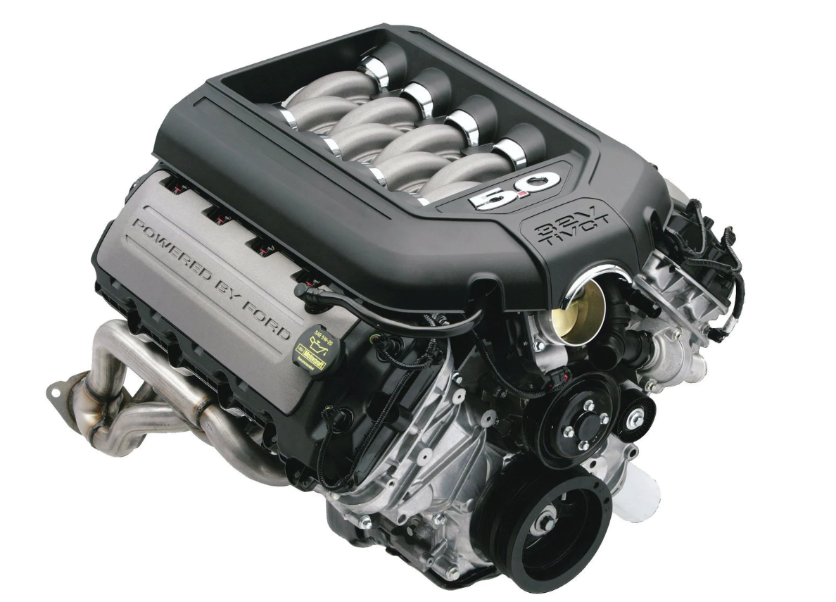 Stock photo of a Ford Coyote 5.0 liter V8 engine