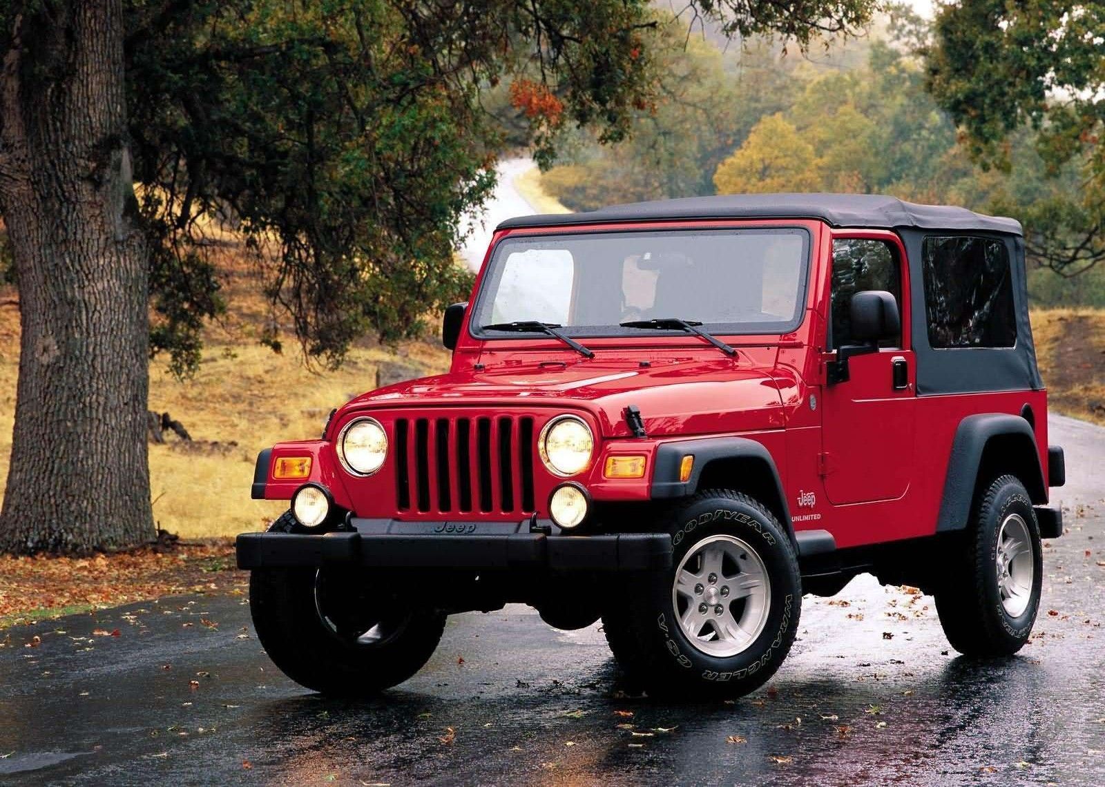 The 2004 Jeep Wrangler on the street.