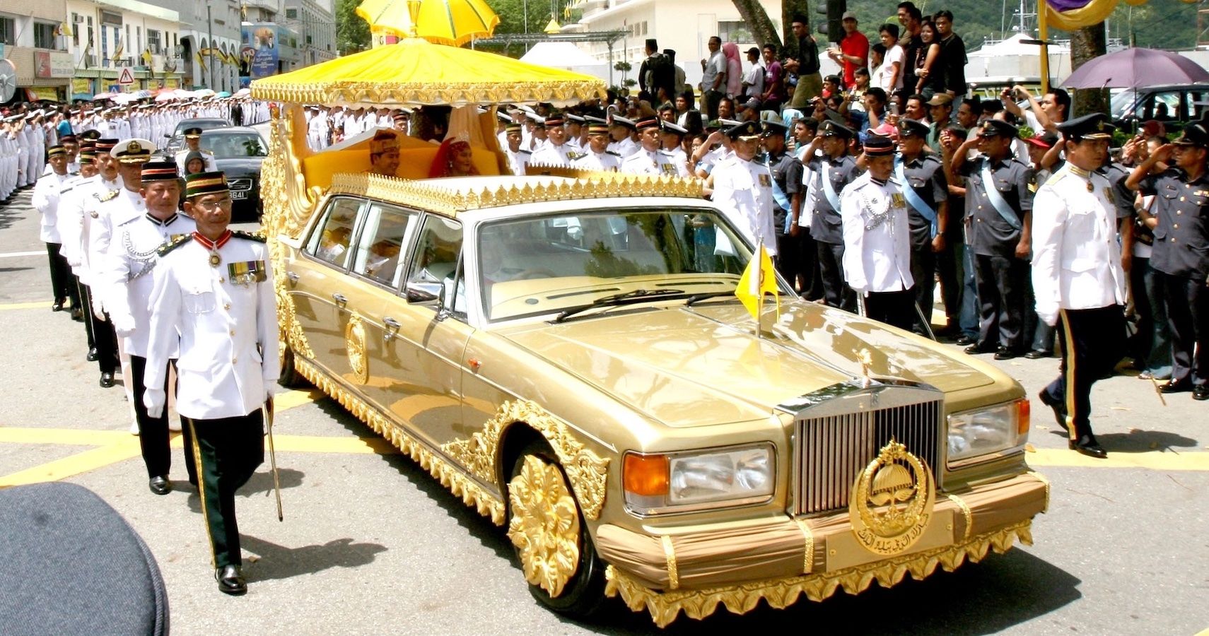 This gold Rolls-Royce was made for the wedding of the Sultan's daughter