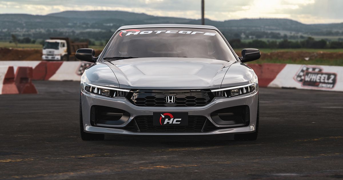 Honda Prelude render, gray, front profile view