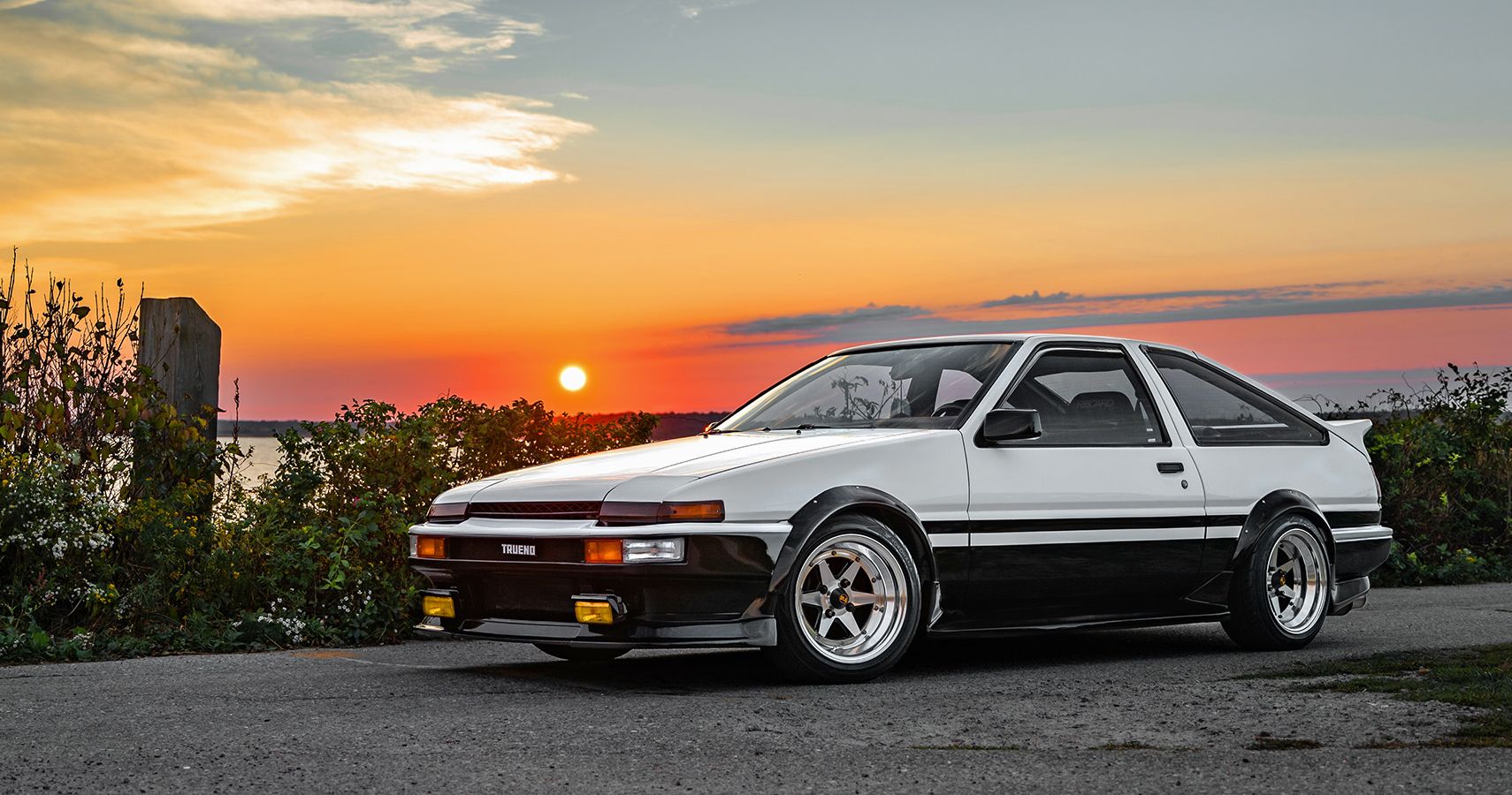 Toyota Corolla AE86 during a sunset