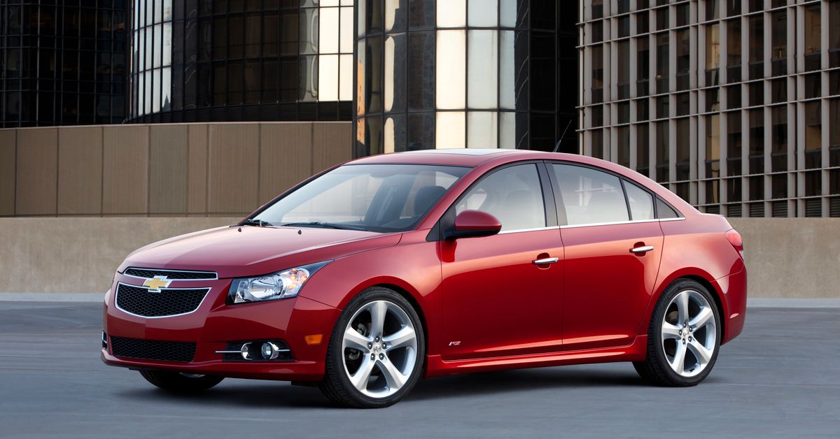 Red 2011 Chevrolet Cruze on the road