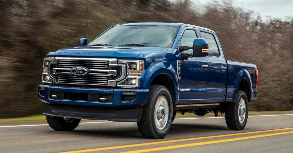 The 2022 Ford F-250 Super Duty on the road. 
