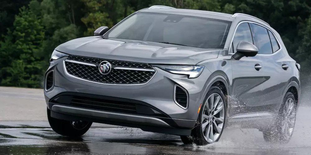 Gray 2023 Buick Envision on the road