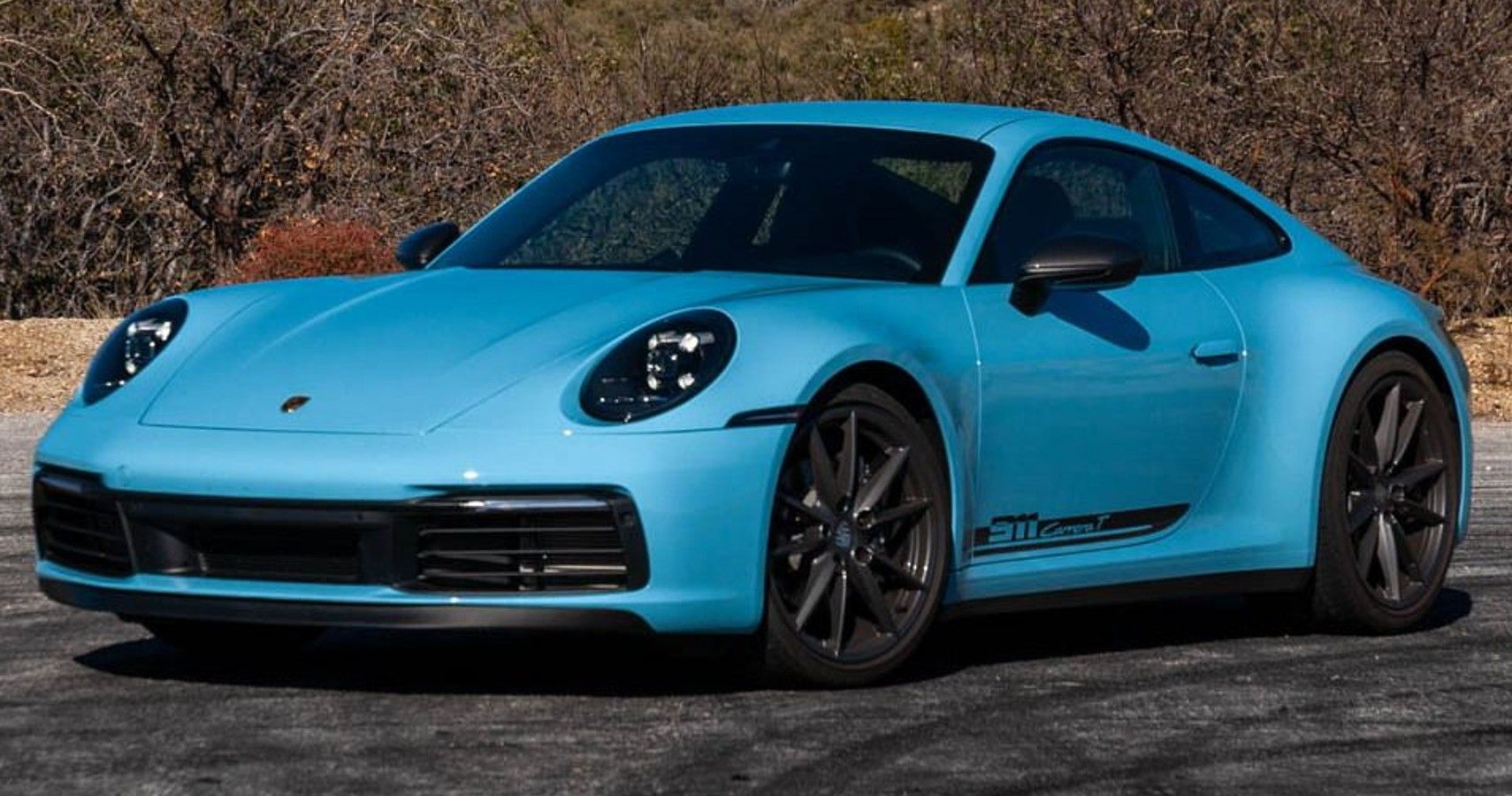 Blue 2023 Porsche 911 on drag strip