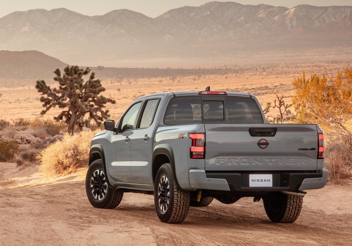 Gray 2023 Nissan Frontier rear view