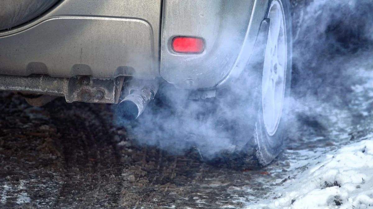 Blue smoke from car exhaust