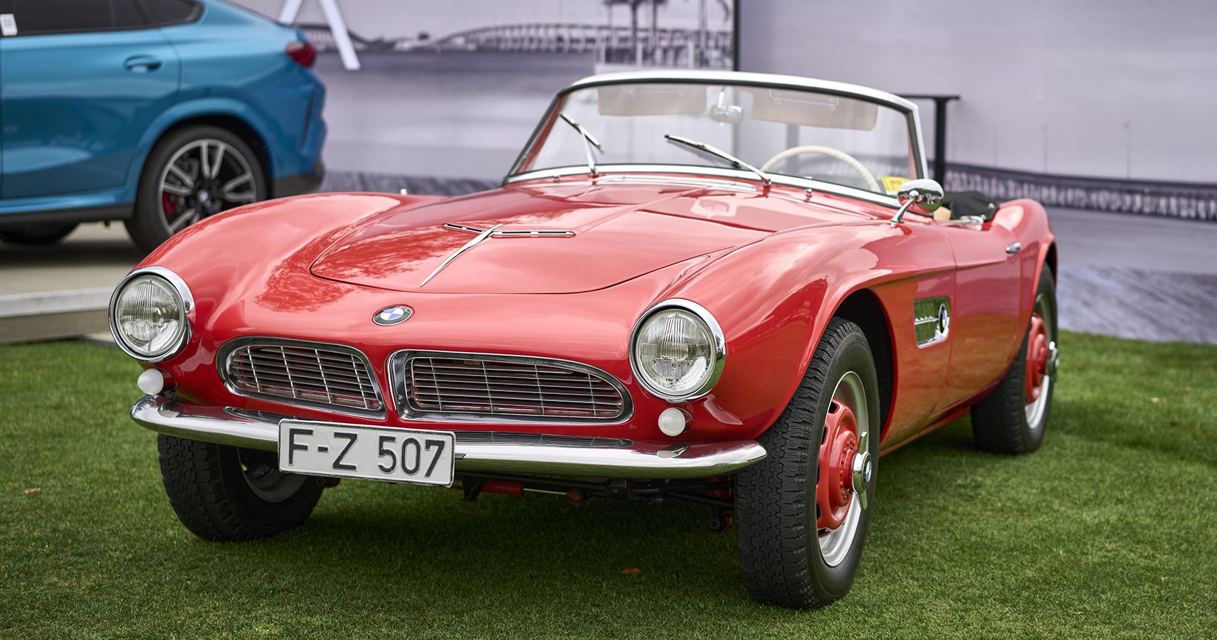 red BMW 507 Roadster quarter front The Amelia