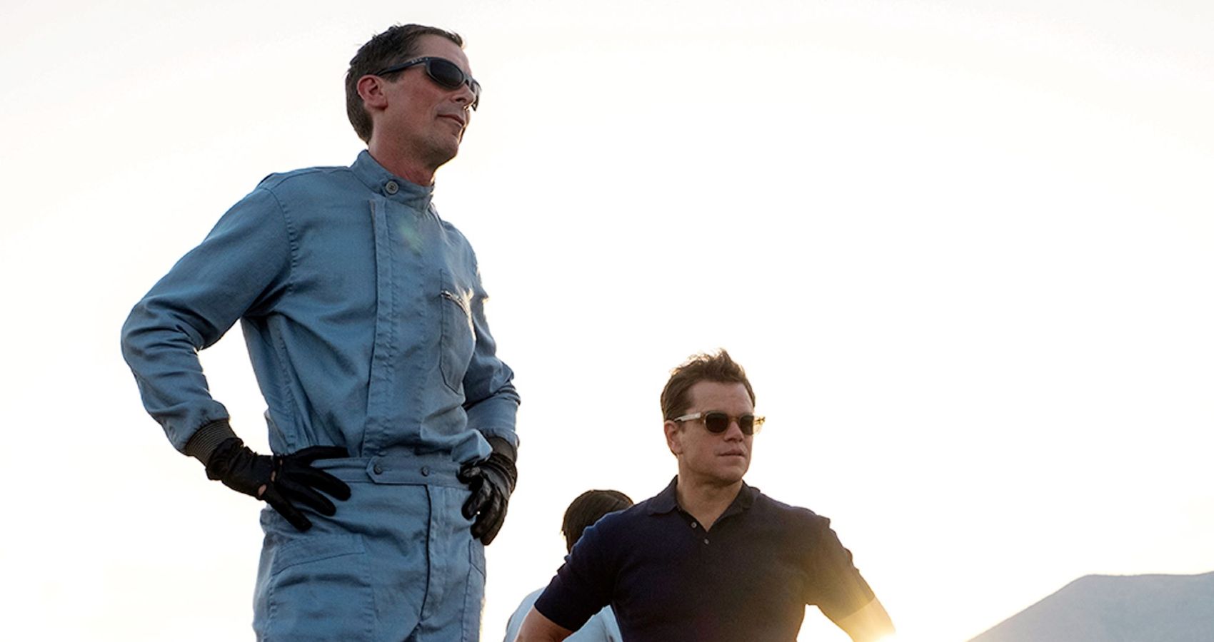 Christian Bale with Matt Damon Ford v Ferrari Official Image