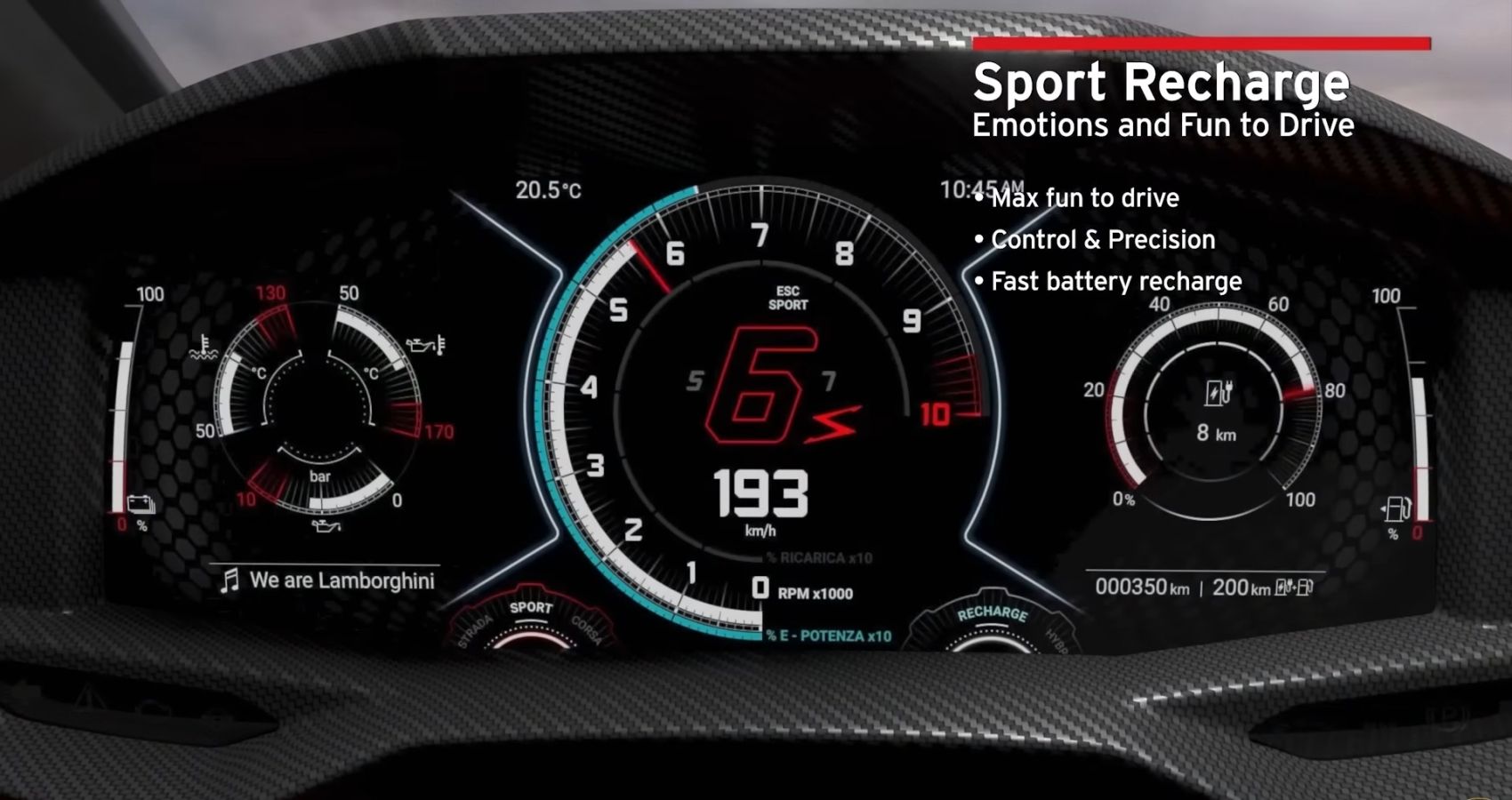 Lamborghini LB744 Interior Digital Cluster Sport Recharge Mode
