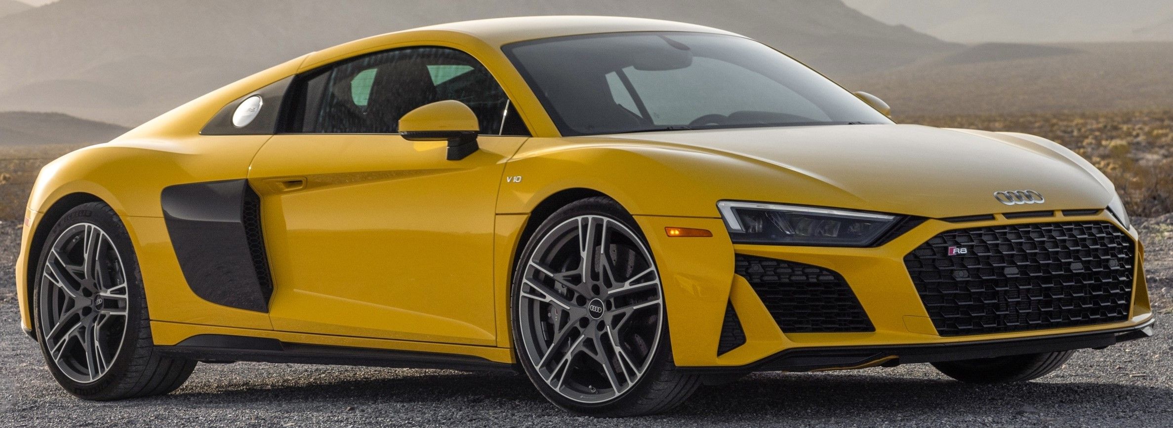 Yellow 2022 Audi R8 Coupe parked outdoors