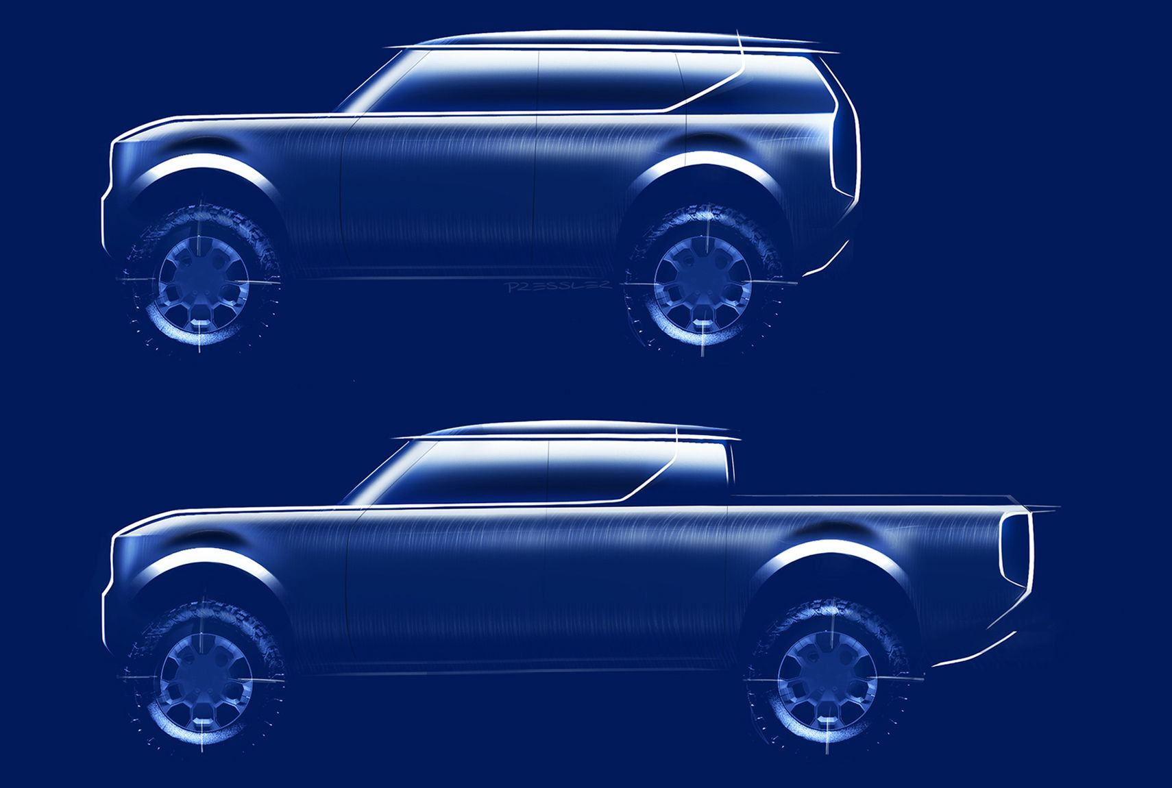 Silhouette Of Scout Motors' All-Electric Pick-Up And Rugged SUV For The US 